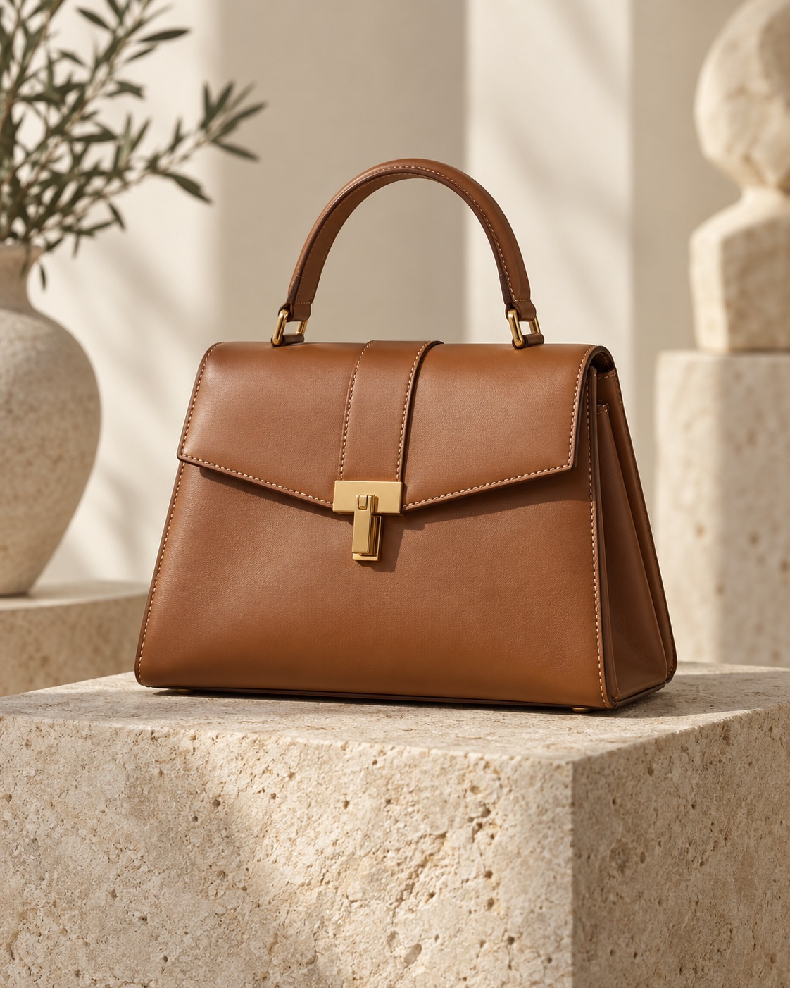 Unbranded tan leather handbag